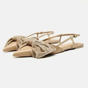ZARA FLAT SLINGBACKS WITH BOW